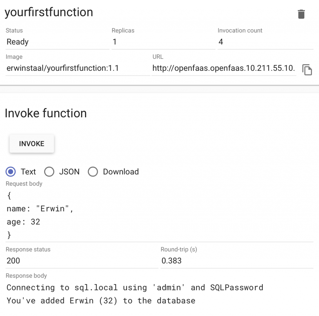 Openfaas first net core function