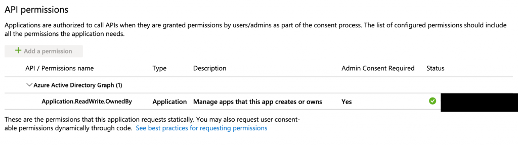 Set api permissions